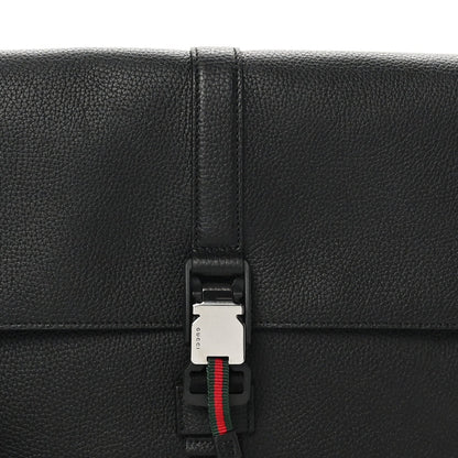Calfskin Web Medium Business Case Black