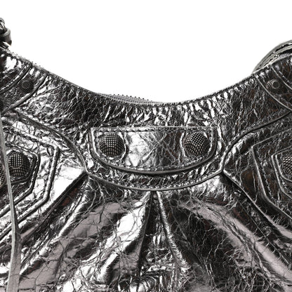 Metallic Agneau Arena Le Cagole Shoulder Bag XS Silver