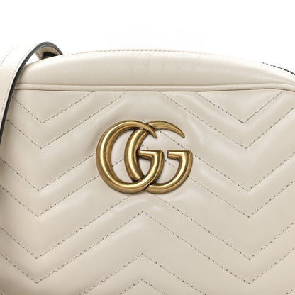 Calfskin Matelasse Small GG Marmont Chain Shoulder Bag White