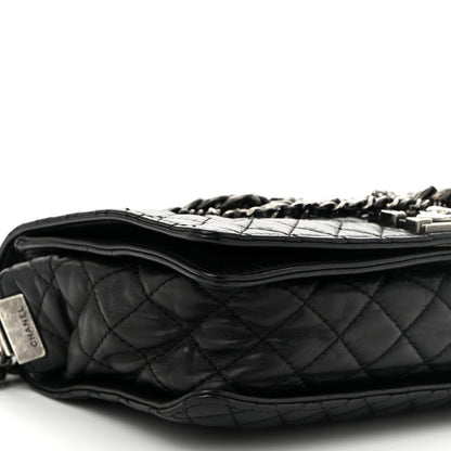 Calfskin Enchained New Medium Boy Flap Black