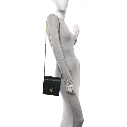 Goatskin Quilted Chic Pearls Flap Black