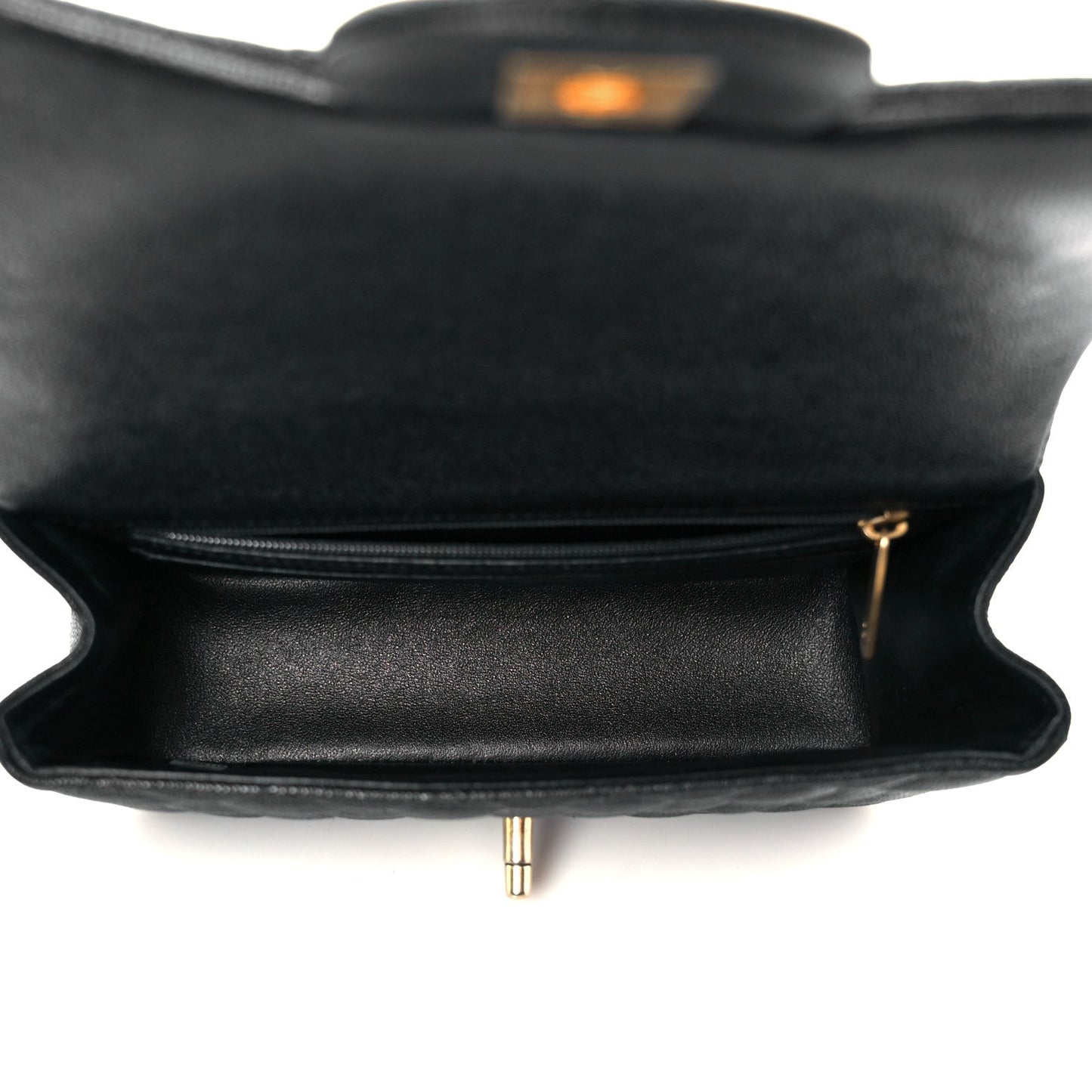 Caviar Quilted Mini Top Handle Rectangular Flap Black