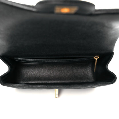 Caviar Quilted Mini Top Handle Rectangular Flap Black