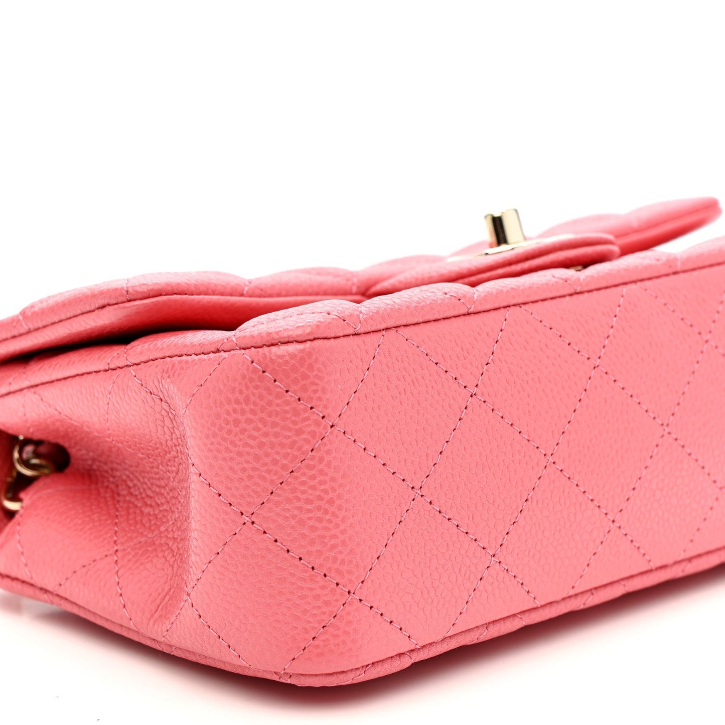 Iridescent Caviar Quilted Mini Rectangular Flap Pink