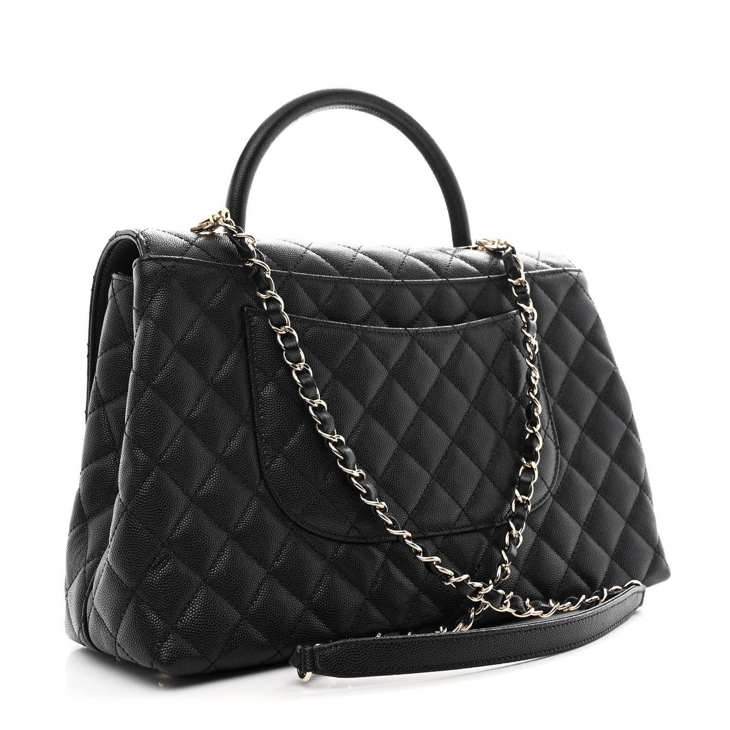 Caviar Quilted Medium Coco Handle Flap Black