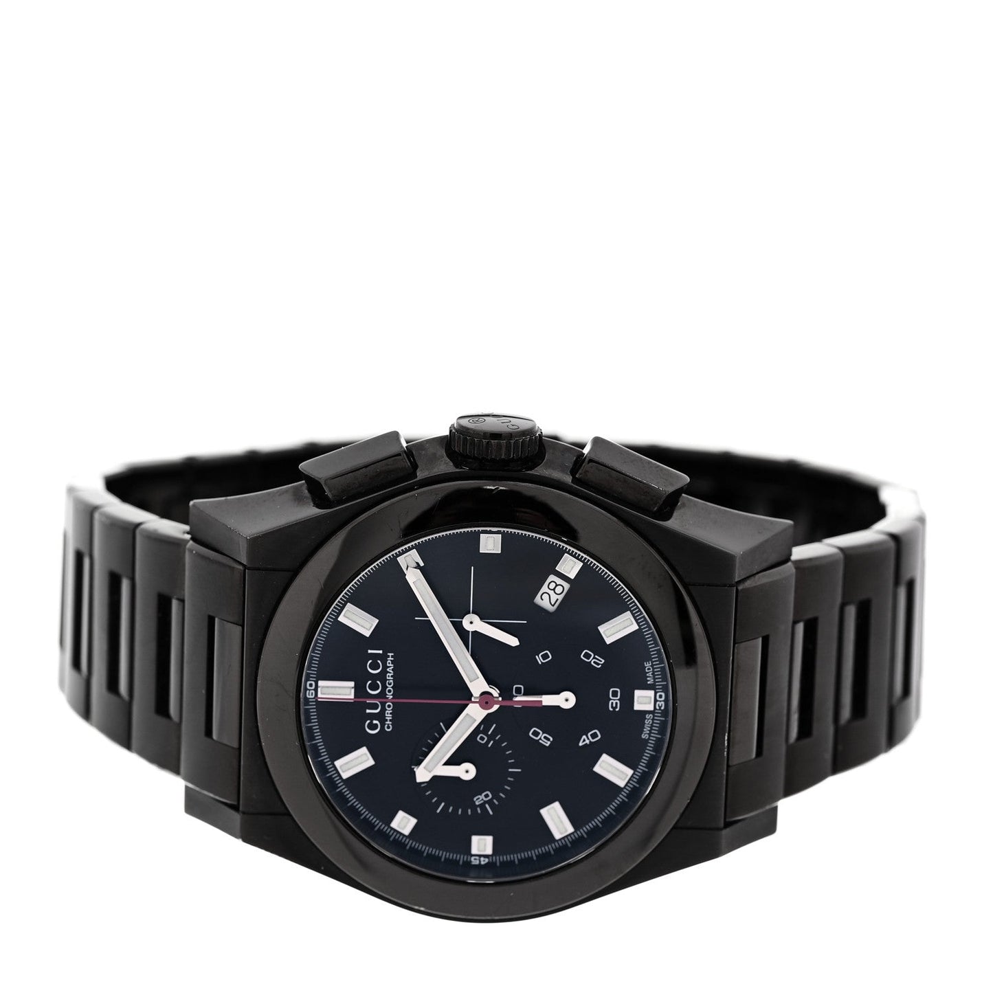 Stainless Steel 44mm Pantheon Chronograph Quartz Watch Black