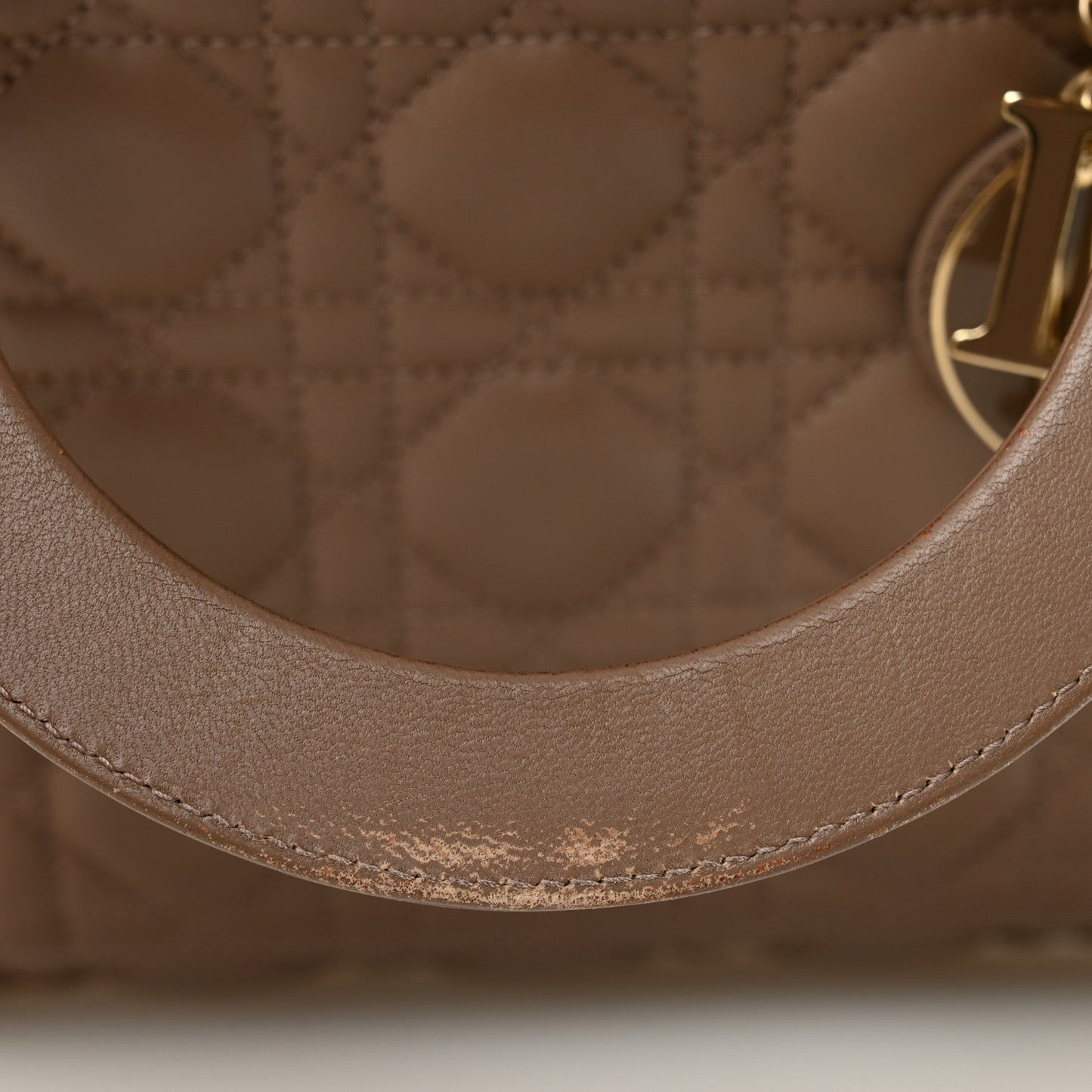 Lambskin Cannage Medium Lady Dior Warm Taupe