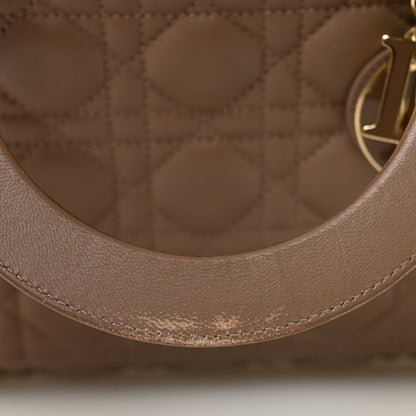 Lambskin Cannage Medium Lady Dior Warm Taupe