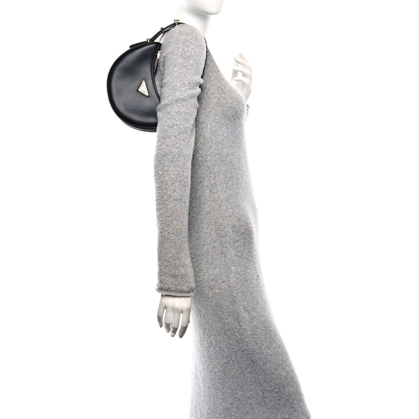 Soft Calfskin Arque Shoulder Bag Black