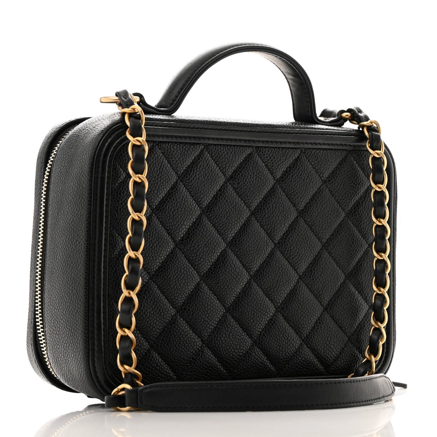 Caviar Quilted Medium CC Filigree Vanity Case Black