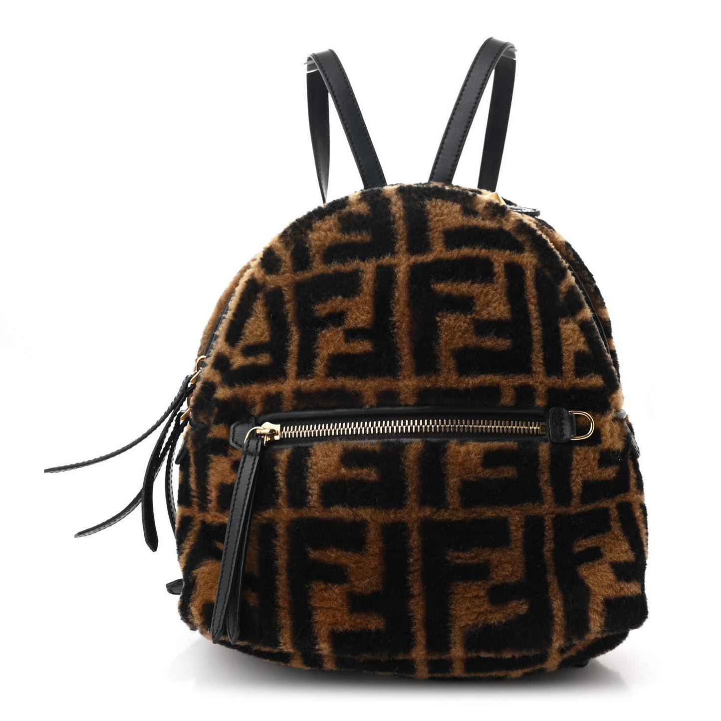 Shearling Macro FF 1974 Mini Backpack Tobacco Black