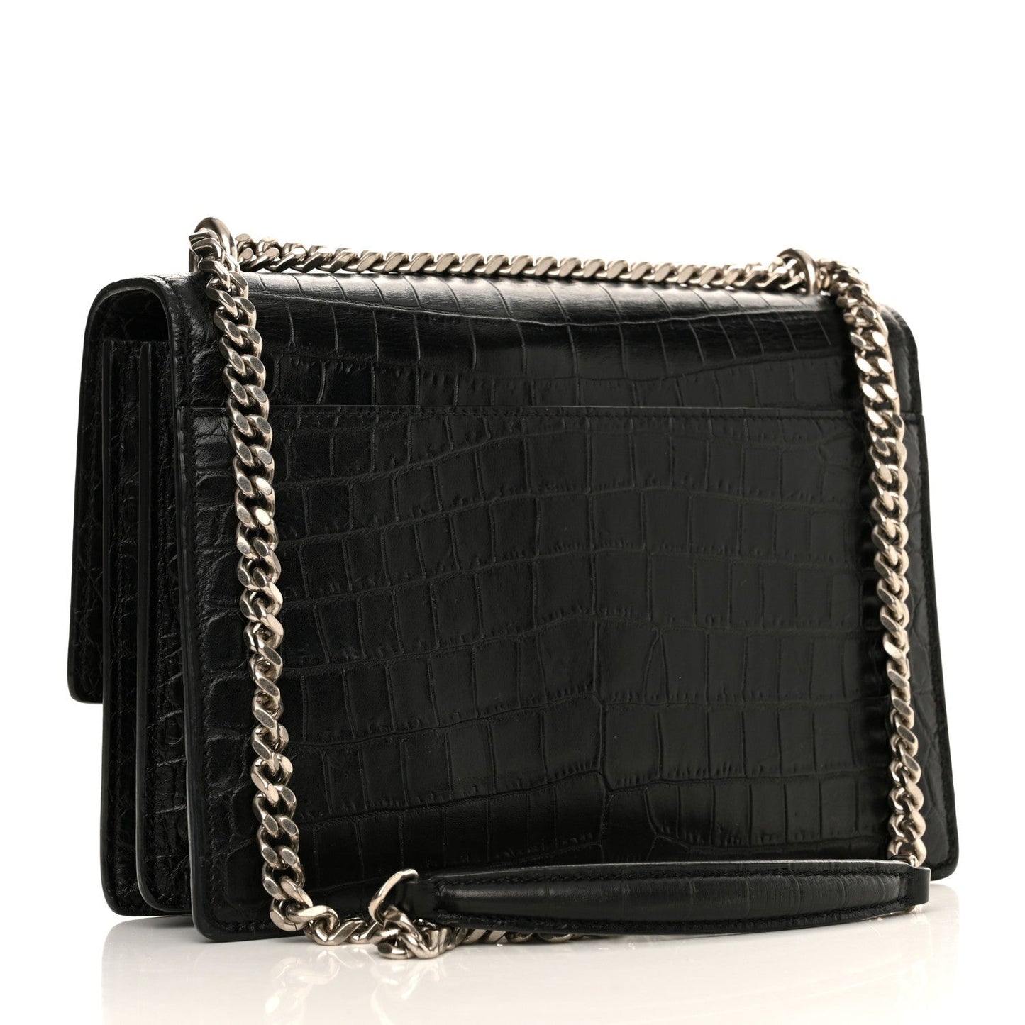 Calfskin Crocodile Embossed Medium Monogram Sunset Black