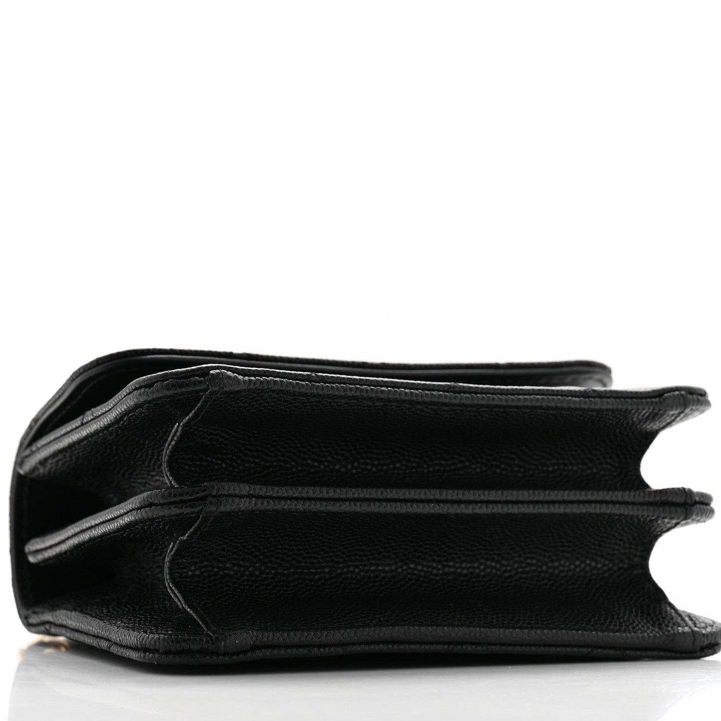 Shiny Caviar Quilted Clutch With Chain Black