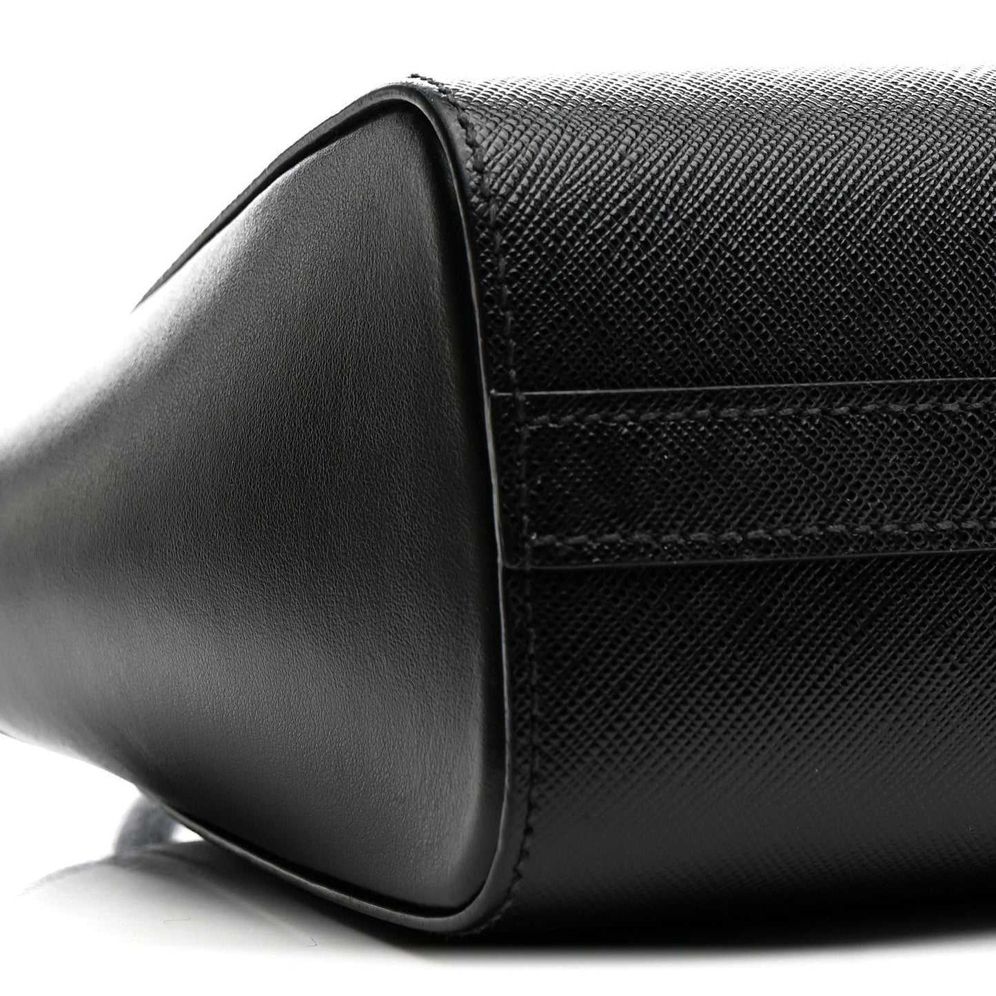 Saffiano Soft Calfskin Mini Zippered Crossbody Tote Black