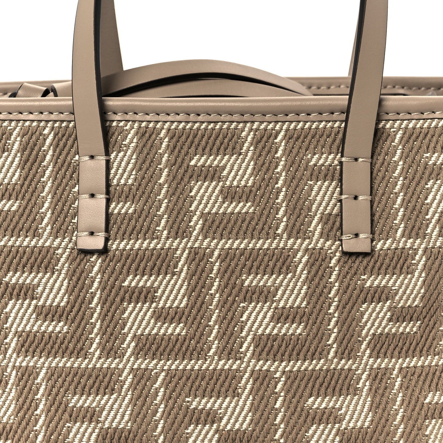 Denim Jacquard FF Effect Vitello Grace Mini Roll Tote Dove White Dove