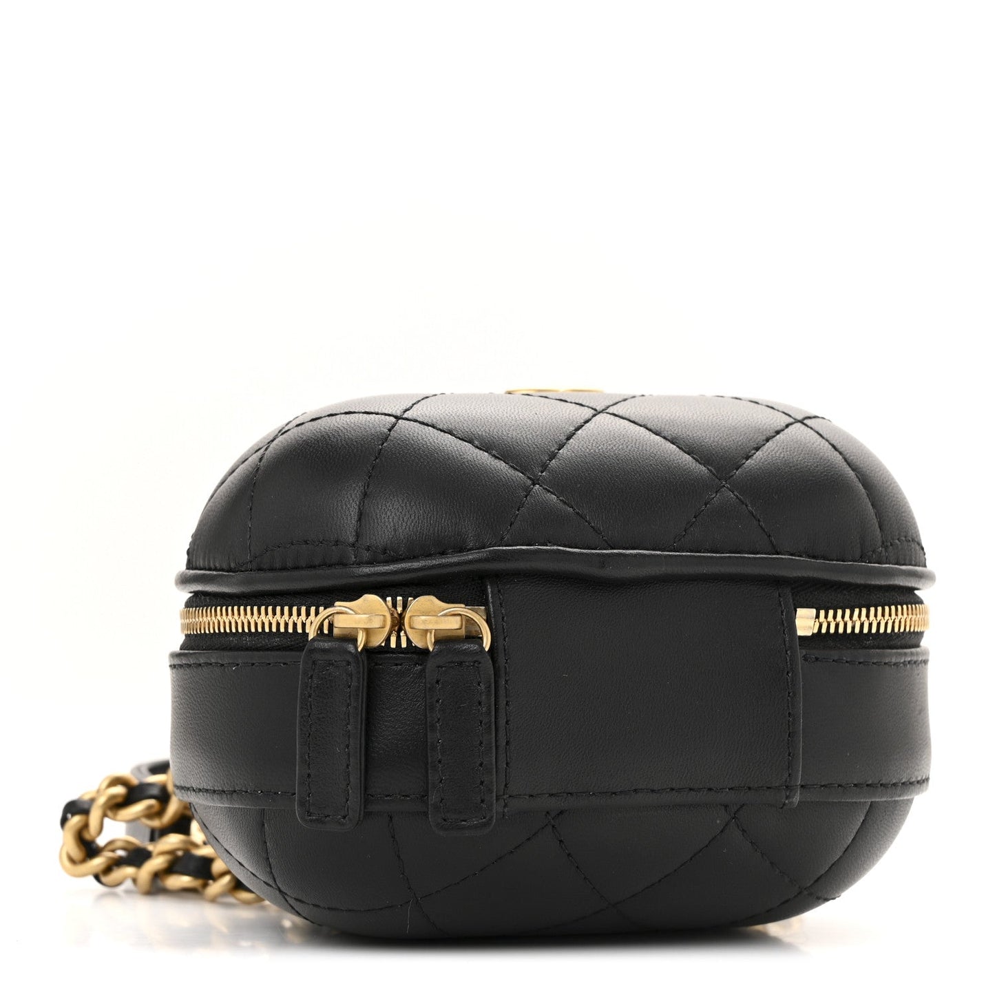 Lambskin Quilted CC Bubble Vanity Case With Chain Black