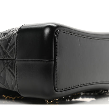 Aged Calfskin Quilted Small Gabrielle Backpack Black