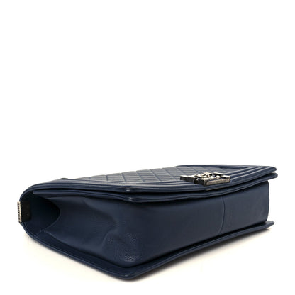 Calfskin Quilted New Medium Boy Flap Dark Blue