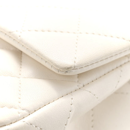 Lambskin Quilted Mini Rectangular Flap White