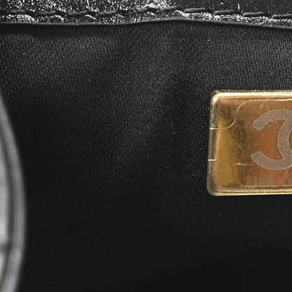 Shiny Crumpled Calfskin Quilted Small Chanel 25 Handbag Black