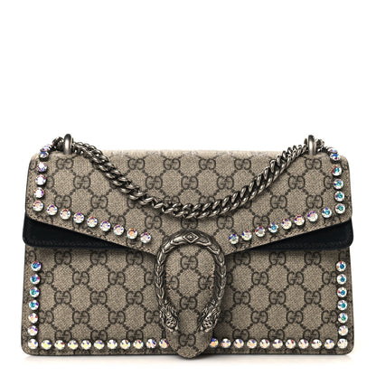 GG Supreme Monogram Crystal Small Dionysus Shoulder Bag Black