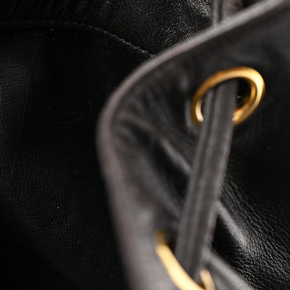 Lambskin CC Drawstring Backpack Black