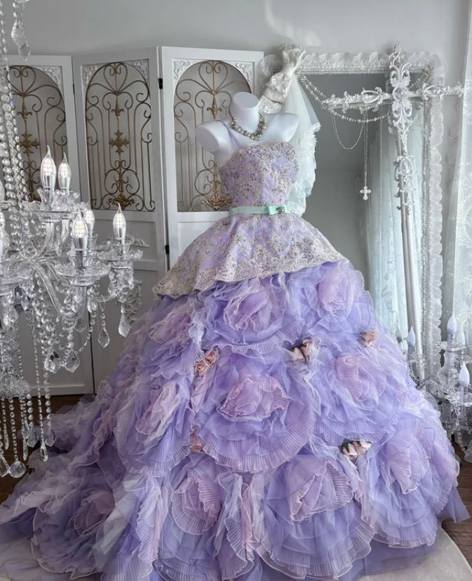 Ball Gown Lilac Sweet 16 Birthday Dress Prom Party Dress Evening Dress