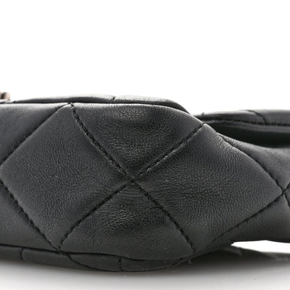 Lambskin Quilted Chain Flap Black