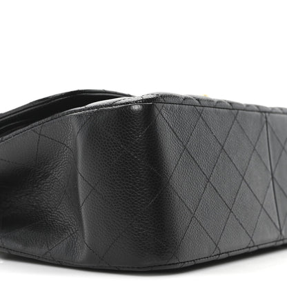 Caviar Quilted Jumbo Double Flap Black