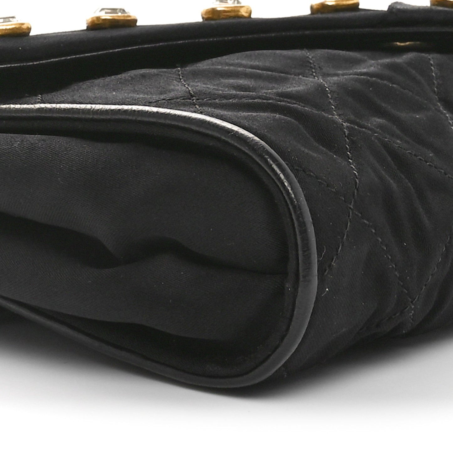 Fabric Quilted Crystal Envelope Small Flap Black