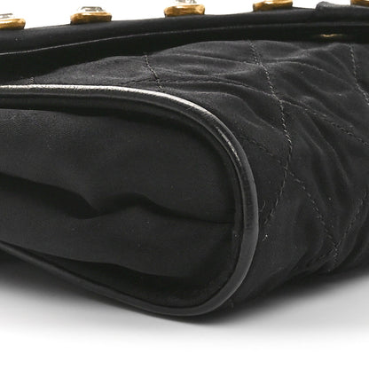 Fabric Quilted Crystal Envelope Small Flap Black