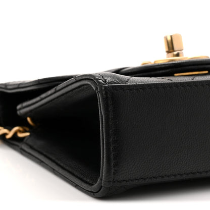 Lambskin Quilted Chic Pearls Flap Black