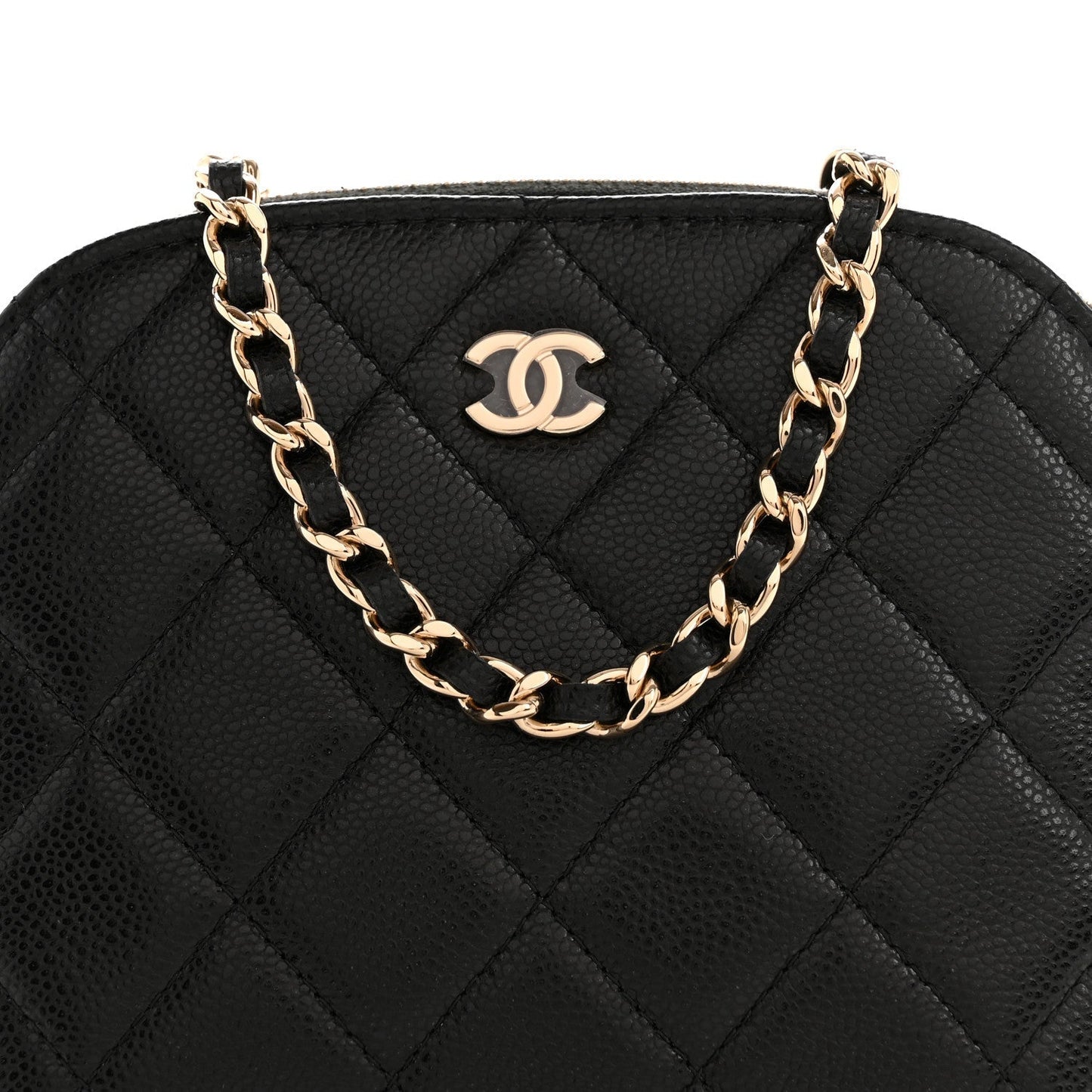 Caviar Quilted Classic Clutch With Chain Black