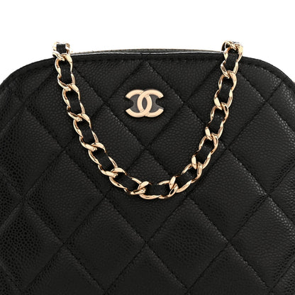 Caviar Quilted Classic Clutch With Chain Black