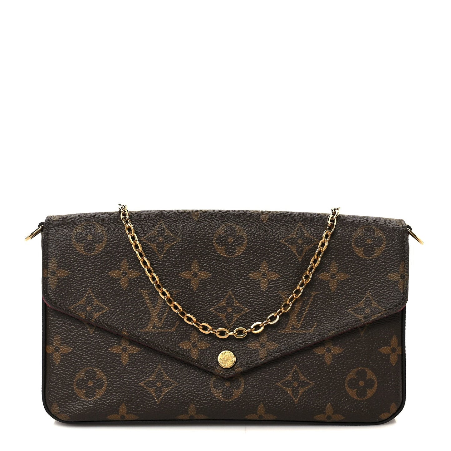 Monogram Pochette Felicie Chain Wallet Fuchsia