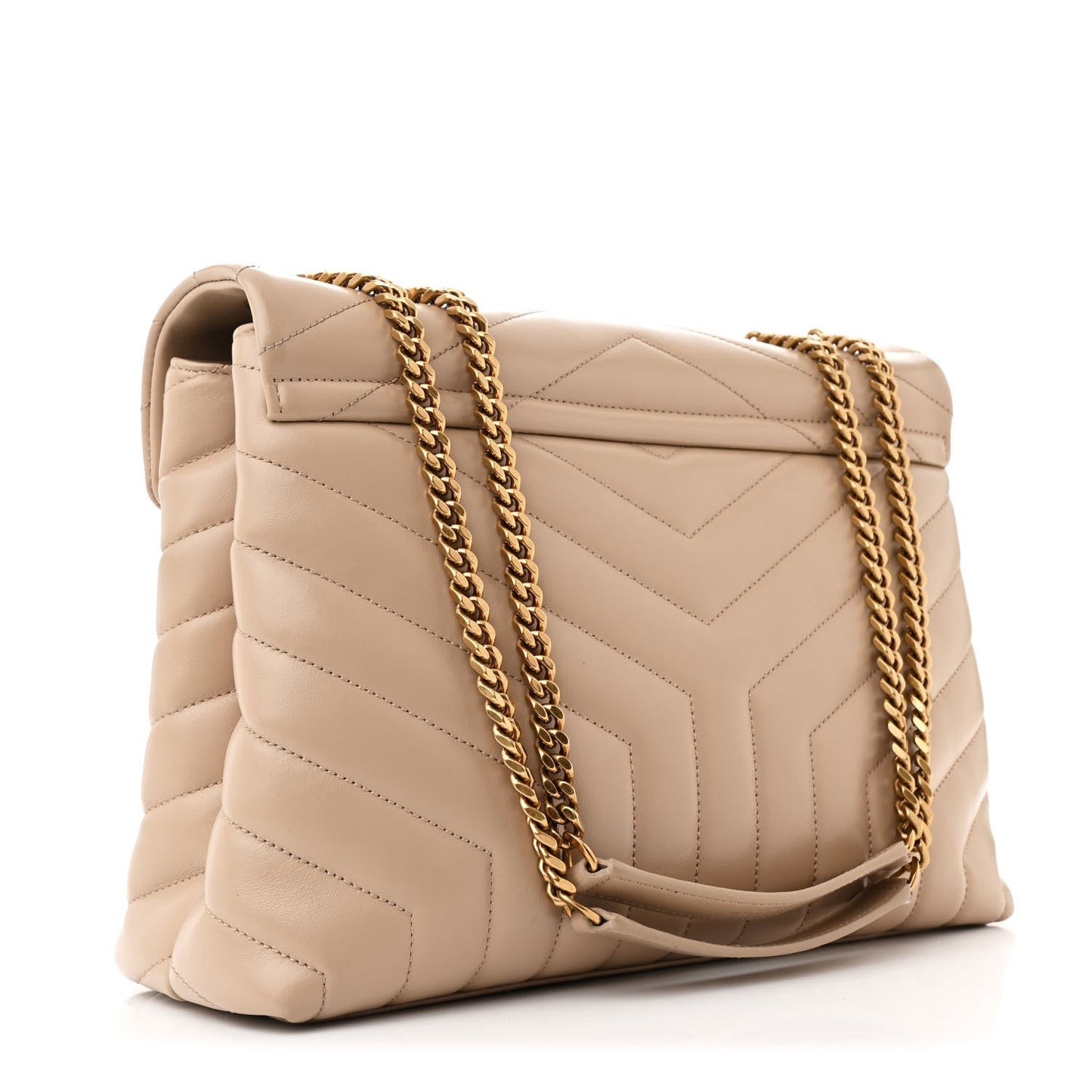 Calfskin Y Quilted Monogram Medium Loulou Chain Satchel Dark Beige