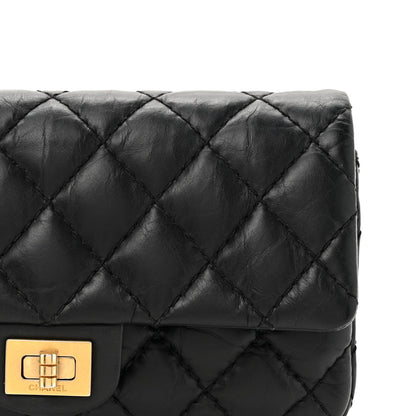 Aged Calfskin Quilted 2.55 Reissue Flap Belt Bag Clutch Black