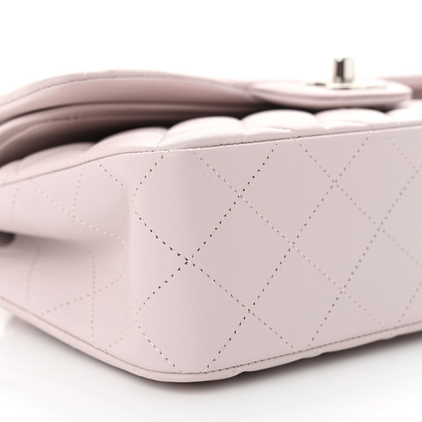 Lambskin Quilted Small Double Flap Light Purple