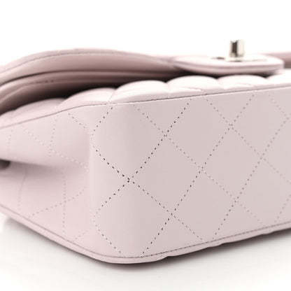 Lambskin Quilted Small Double Flap Light Purple
