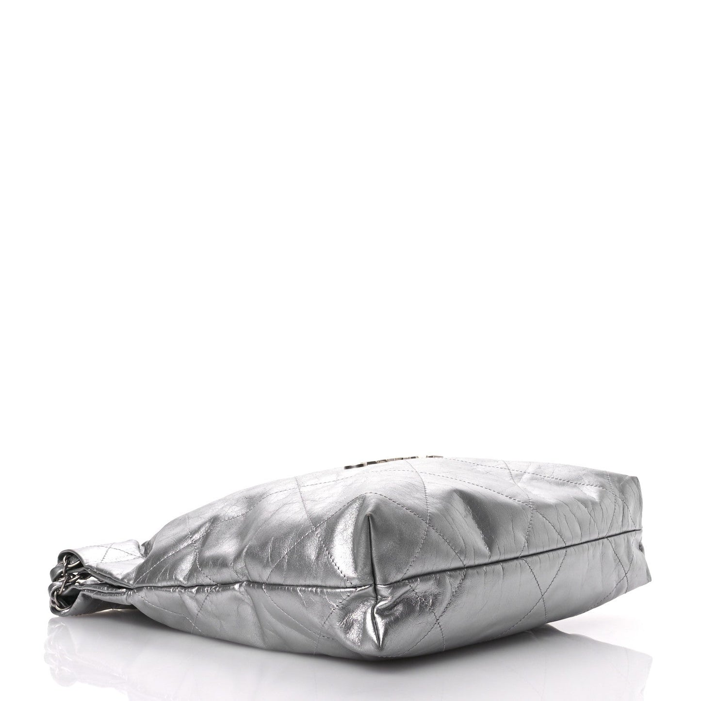 Metallic Calfskin Quilted Small Chanel 22 Silver