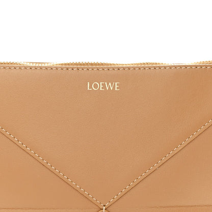 Shiny Calfskin Puzzle Fold Pouch Warm Desert