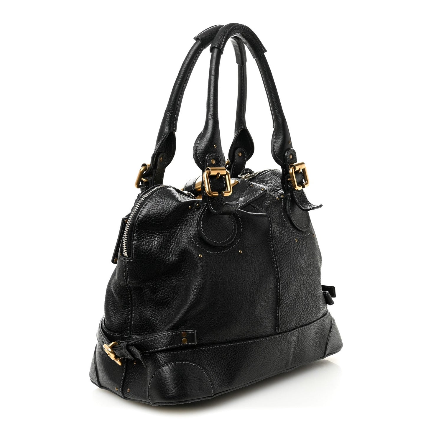 Calfskin Paddington Dome Satchel Black