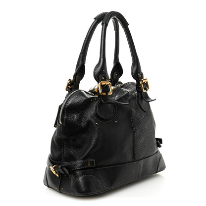 Calfskin Paddington Dome Satchel Black