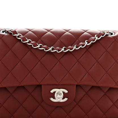 Lambskin Quilted Medium Double Flap Burgundy
