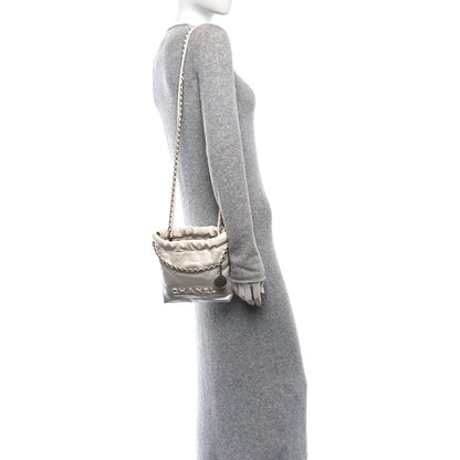 Metallic Shaded Calfskin Quilted Mini Chanel 22 White Silver