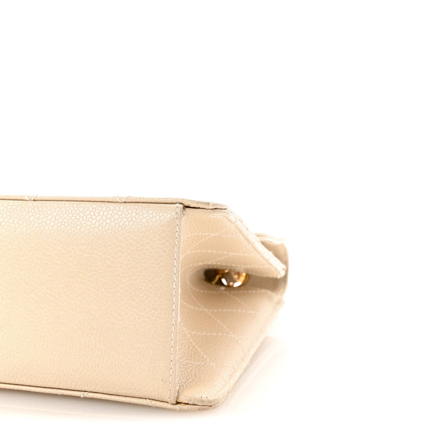 Caviar Stitch Medium Single Flap Beige Clair
