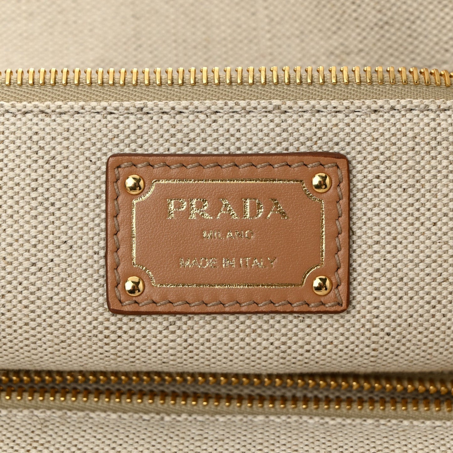 Linen Vitello Large Logo Tote Natural