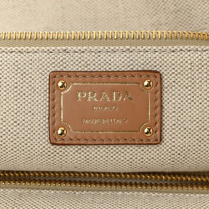 Linen Vitello Large Logo Tote Natural
