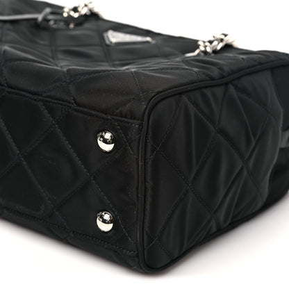 Nylon Tessuto Impuntu Quilted Shoulder Bag Black