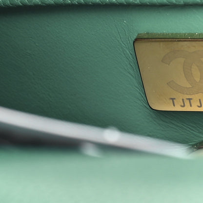 Caviar Quilted Mini Coco Handle Flap Green